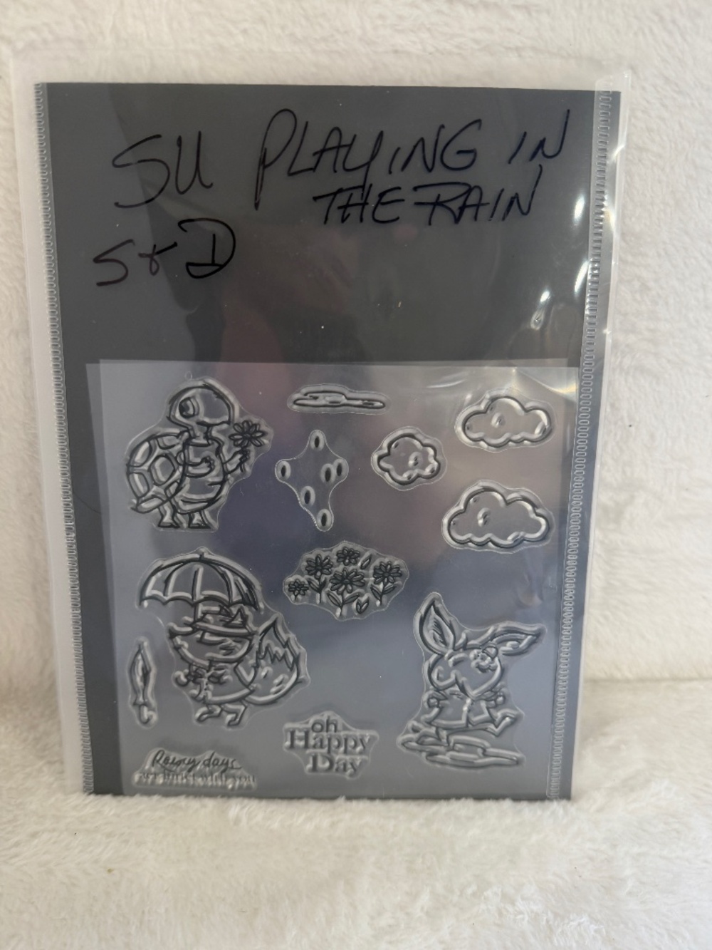 Stampin Up Clear Mount Stamps Playing in the Rain with Embossing Plates Retired